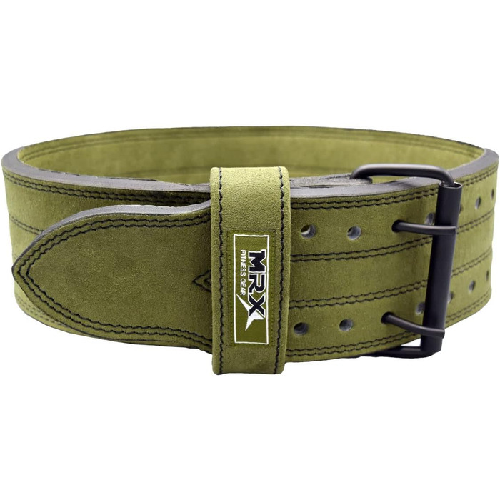 Пончо для пауерліфтингу MRX, шкіряний, 10.2 см, XX-Large, оливковий, для тренувань, фітнесу, підтримки спини, бодібілдингу, з металевою пряжкою