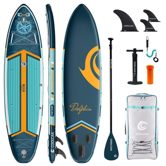 SUP дошка COOLCAA 355 см (Extra Large) надувна, з аксесуарами та сумкою для перенесення, вантажопідйомність 222 кг, для дорослих, для фішингу