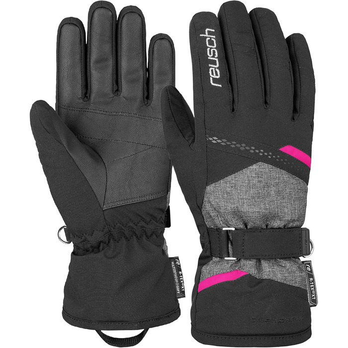 Жіночі лижні рукавички Reusch Hannah R-Tex XT, водонепроникні, утеплені, дихаючі, чорні/рожеві