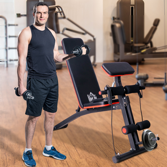 Багатофункціональна лава для обтяжень HOMCOM Multi-Gym з пружинним бустером Тренувальна лава Вага до 120 кг Чорний 54 x 160 x 106 см | Аосом
