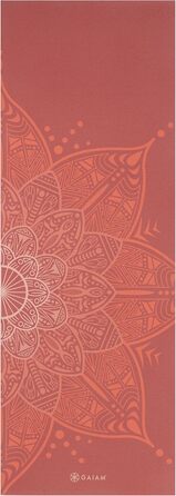 Килимок для йоги Gaiam Premium 6 мм з двостороннім малюнком, двошаровий, нековзний, для йоги, пілатесу та вправ на підлозі (172,7 x 61 x 6 мм), з малюнком квіти