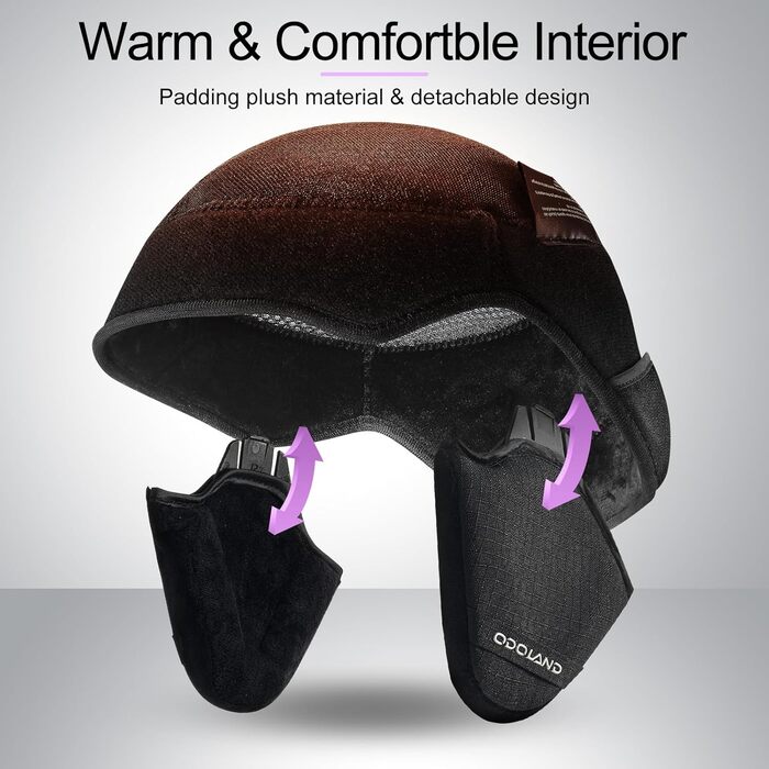Шолом для гірських лиж та сноуборду Odoland з маскою, регульований розмір, захист вух, для чоловіків, жінок та підлітків, S (54-56 см), колір: градієнт фіолетовий