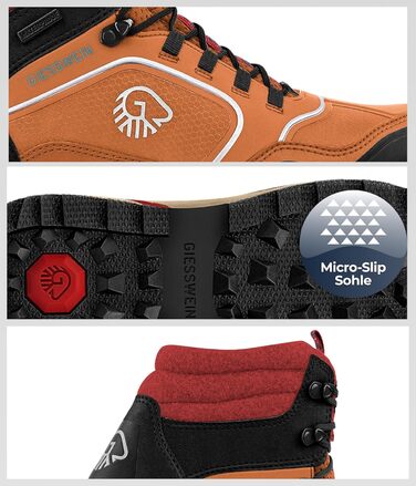 Чоловічі водонепроникні трекінгові черевики Giesswein Wool Cross X Alpine - для хайкінгу та походів у горах (47 EU, Коричневий)