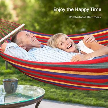 Гамак для відпочинку MOSFiATA на відкритому повітрі: кемпінг, балкон, сад. З дерев'яною перекладиною та сумкою. Червоний