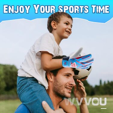 Воротарські рукавички WVVOU для дітей та підлітків, футбольні, подвійний захист, супер зчеплення (Blue, 4)