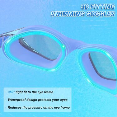 Окуляри для плавання Schwibrille з HD-лінзами, антифог, UV-захист, герметичні, зручні - для дорослих, басейн/відкрита вода, фіолетові