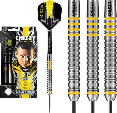 Дротики Harrows Dave Chisnall Chizzy 80% 23 г з сталевим вістрям, виготовлені в Англії