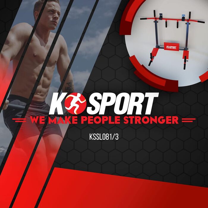 Турнік і бруси K-Sport для стіни, до 200 кг, станція для підтягувань і віджимань, домашній тренажер, з електронною інструкцією