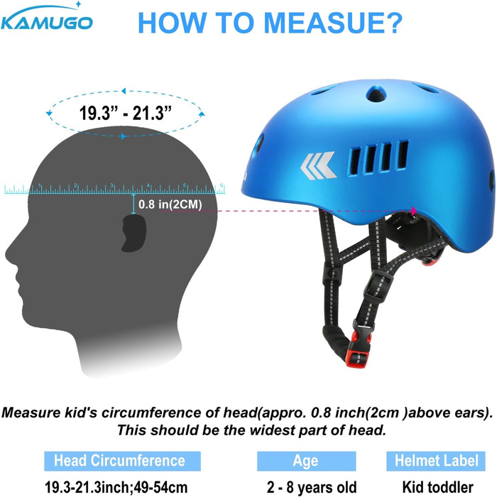 Дитячий шолом KAMUGO з повним комплектом захисту: наколінники, налокітники, захист для зап'ясть. Підходить для дітей 1-8 років (Himmelblau)