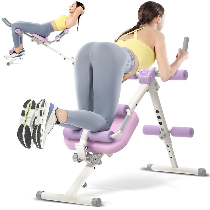 Тренажер для пресу GuuG: компактний складний фітнес-тренажер для дому, фітнес-обладнання для пресу, абдомінальна машина, для чоловіків та жінок, фіолетовий
