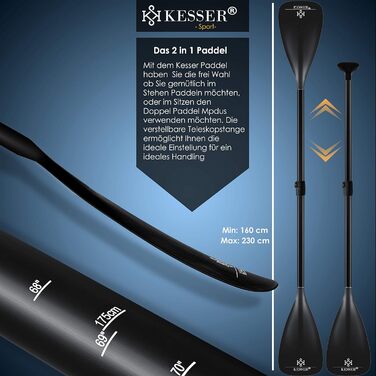 Надувна SUP-дошка KESSER® 6'' преміум для водного спорту, комплект аксесуарів, до 130 кг