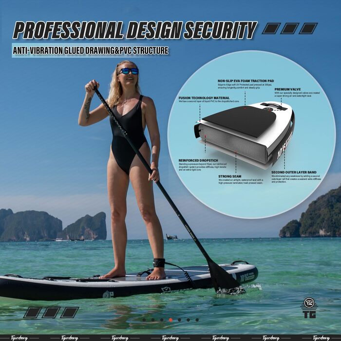 Надувний SUP-борд TIGERXBANG Defender-Pro, 320 см, чорний