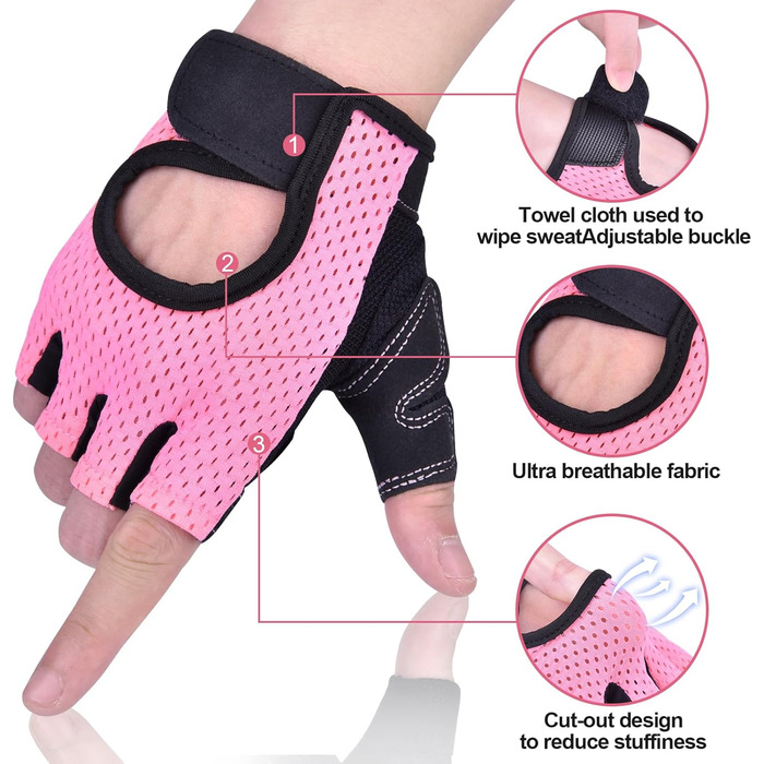 Велосипедні рукавички для жінок та чоловіків MTB, тренувальні, спортивні, напівпальцеві. Підходять для шосе та гірського велосипеда, силових тренувань. Антиковзкі, літні рукавички, рожевий, L