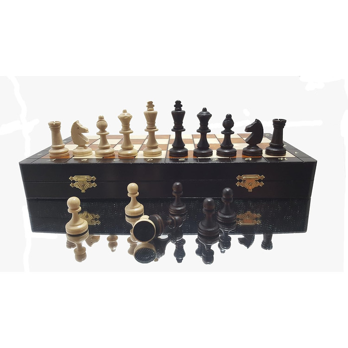 Велика магнітна дорожня шахова дошка з дерева 28 см Master of Chess, ручної роботи, для дорослих і дітей