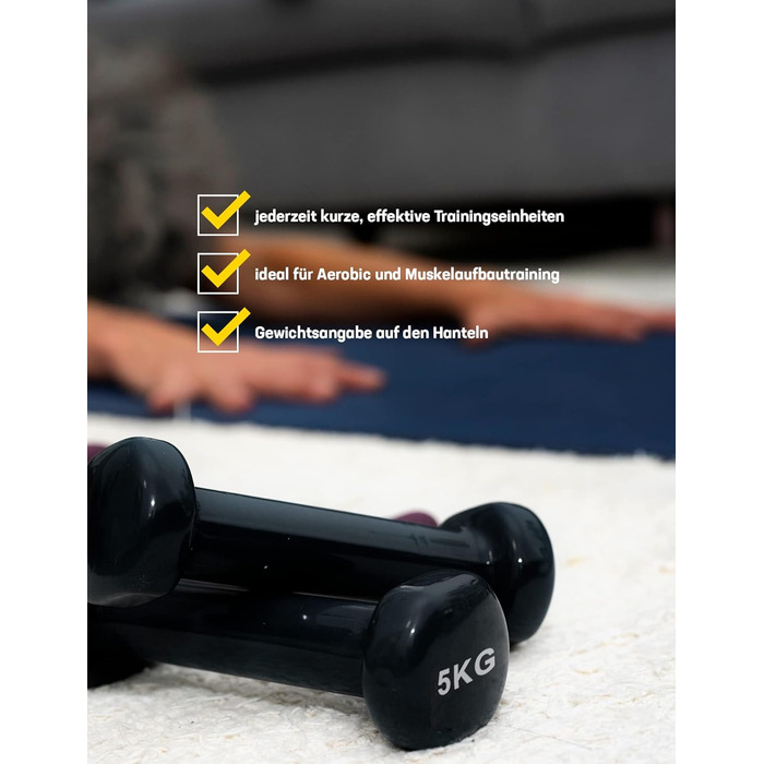 Гантелі SPORTINATOR 2 шт. по 5 кг, шестигранні, чорні, для дому та спортзалу, універсальні, для силових тренувань