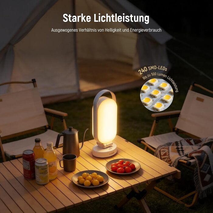 Ліхтар кемпінговий Jeebel Solar LED з Power Bank 5000mAh, 4 режими, диммер, IP55, для походу, намету, аварійного освітлення (білий)