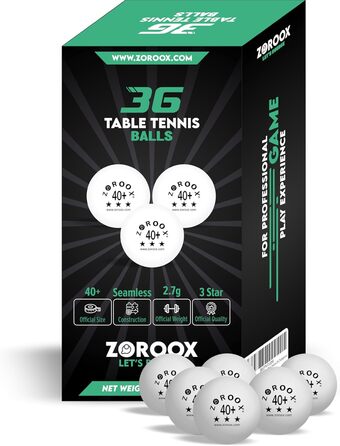 Набір тенісних м'ячів ZOROOX 36 шт. (40+) для гри в приміщенні та на вулиці