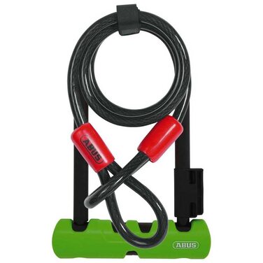 Замок велосипедний ABUS Ultra 410 + SH34-Halterung + Cobra 10/120 - надійний захист вашого велосипеда, рівень безпеки 8, чорний/зелений, 18 см