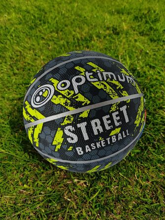 Баскетбольні м'ячі OPTIMUM: зносостійке зчеплення, універсальні для гри в приміщенні та на вулиці, оптимальний контроль та точність. (Розмір 7, Чорний/Жовтий)