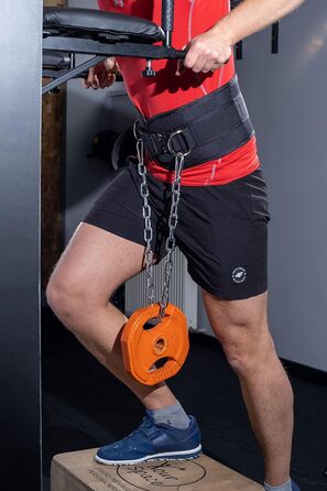 Пояс для підтягувань і віджимань JSM FITNESS® Premium з міцним ланцюгом і карабіном, шкіряний гантельний пояс для бодібілдингу, кросфіту, каллістеніки, для додаткового навантаження