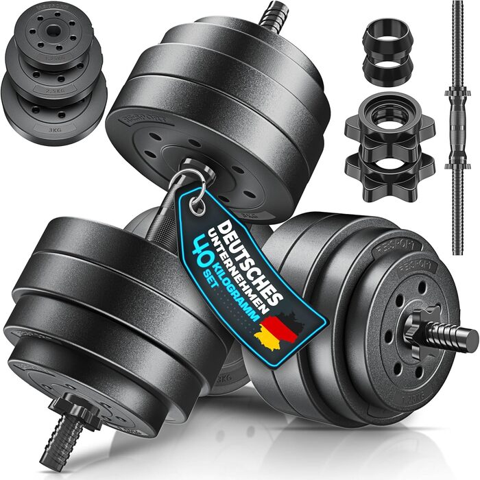 Набір гантелей 2 шт. регульовані 15/20/30/40 кг | Гантелі з вагами та 4 фіксаторами | Гантелі для силових тренувань, м'язового розвитку та дому