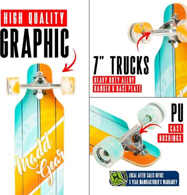 Скейтборд Madd Gear Pro Series Boardwalk 78.7x20.3 см для початківців - Комплект