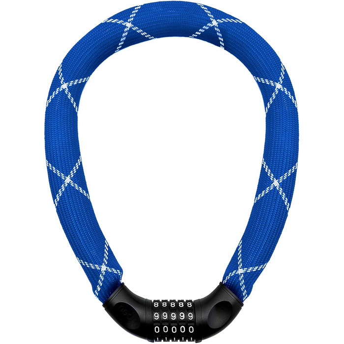 Надійне велозамок Nean з кодом, 6x6x900 мм, сталевий ланцюг, синій