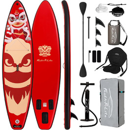 Надувна SUP-дошка FEATH-R-LITE 11' для дорослих з ручним насосом, веслом 2 в 1, сидінням, фіксатором, сухим мішком і водонепроникним чохлом для телефону, універсальна дошка для веслування стоячи