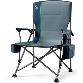 Складний туристичний стілець Timber Ridge XXL, 230 кг, широке сидіння 62 см, висока спинка, підсклянник, міцні підлокітники для кемпінгу, пікніка, саду та балкону (Блакитний, 1 шт)