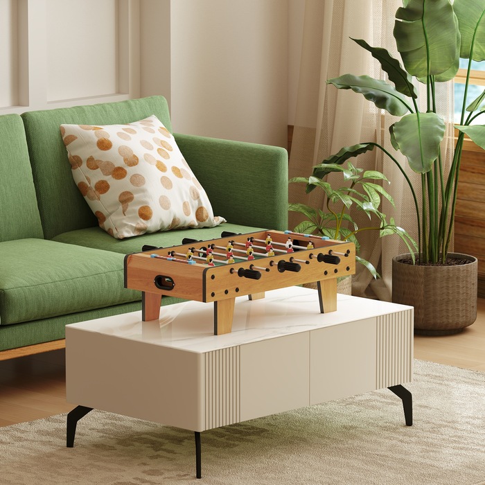 Набір для настільного футболу HOMCOM, кікер, компактна дерев'яна конструкція, 2 м'ячі, табло, коричневий