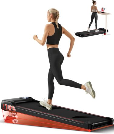 Walking Pad з нахилом 15%, біговий килимок 8-10 км/год з нахилом для дому, з трійною амортизацією та тихим 2.5PS мотором, максимальне навантаження 136 кг (10 км/год)