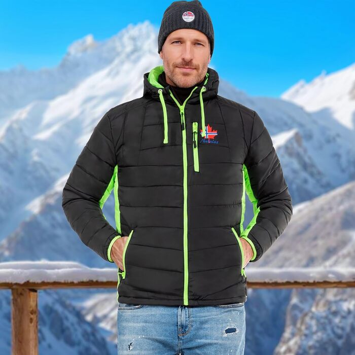 Чоловіча куртка Nebulus MERIK, тепла зимова та перехідна куртка (XXL, чорно-лаймова)