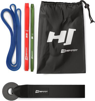 Набір еластичних стрічок Hop-Sport 2-29 кг, для силових тренувань та фітнесу, з дверним кріпленням