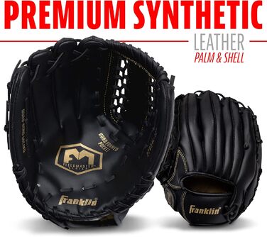 Рукавиця для бейсболу та софтболу Franklin Sports Field Master (ліва рука, 30.5 см) - Чорно-золота