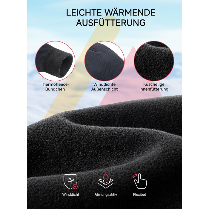 Терморукавички Trendoux для чоловіків та жінок, теплі велорукавички з флісовою підкладкою, сенсорні, водонепроникні, вітрозахисні, з антиковзанням, для бігу, їзди на велосипеді, водіння, чорні, XL