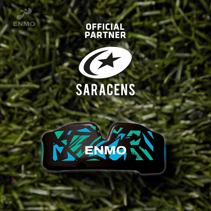 Захисний капу для спорту Enmo Maxilla Pro: для дорослих та дітей (10+), з чохлом. Підходить для регбі, боксу, хокею та контактних видів спорту. Капу з функцією формування під індивідуальну форму, дихальним каналом, тришаровий, білий/блакитний.