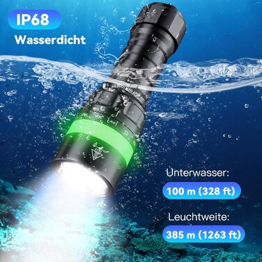 Sofirn SD08 водонепроникний ліхтар-фара LED, 3200 люмен, з LED-індикатором, 4 режими, IPX8, для дайвінгу, фотозйомки та повсякденного використання