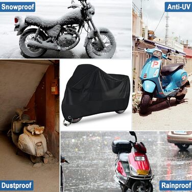 Водонепроникна накривка для мотоцикла Carehabi, 245x105x125 см, XXL, для мопедів, ролерів, ендуро, вуличної техніки