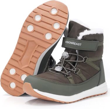Зимові черевики VisionReast для чоловіків та жінок, утеплені, непромокаючі, трекінгові, туристичні, з антиковзкою підошвою, на липучці (36 EU, сірий)