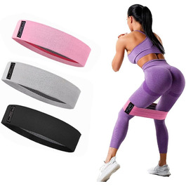 Гумові еластичні стрічки для фітнесу fdsmall 3 шт. (3 рівні опору) для сідниць та стегон, нековзні стрічки для занять йогою, пілатесом та силовим тренуванням