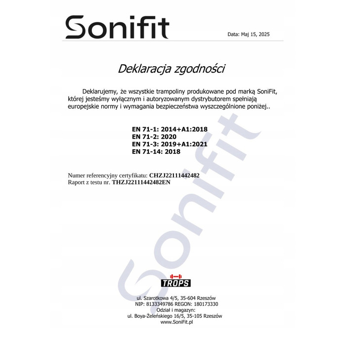 Садовий батут Sonifit FIGS V2 12Ft (366 см)
