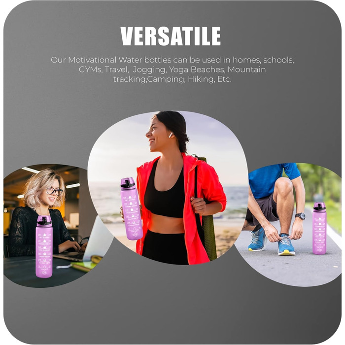 Фляга спортивна Roe Tenpo 1L Tritan, BPA-free, для спорту та відпочинку (фіолетова)