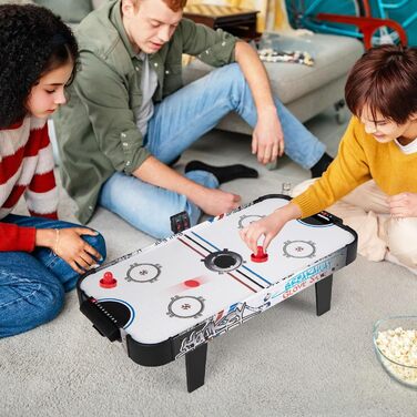 COSTWAY Аерохокейний стіл 42 дюйми з електронним LED-табло, 2 шайби, 2 ручки, 2 цілі, 106,5 x 53,5 x 30,5 см