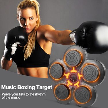 Музична боксерська машина Forhome з LED-підсвіткою та рукавичками, 9 режимів швидкості, Bluetooth, великий розмір, для дому та спортзалу (чорний)