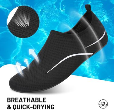 Чоботи для плавання унісекс: легкі, швидковисихаючі, для пляжу, басейну, серфінгу, йоги. Розмір 43 EU, чорний колір