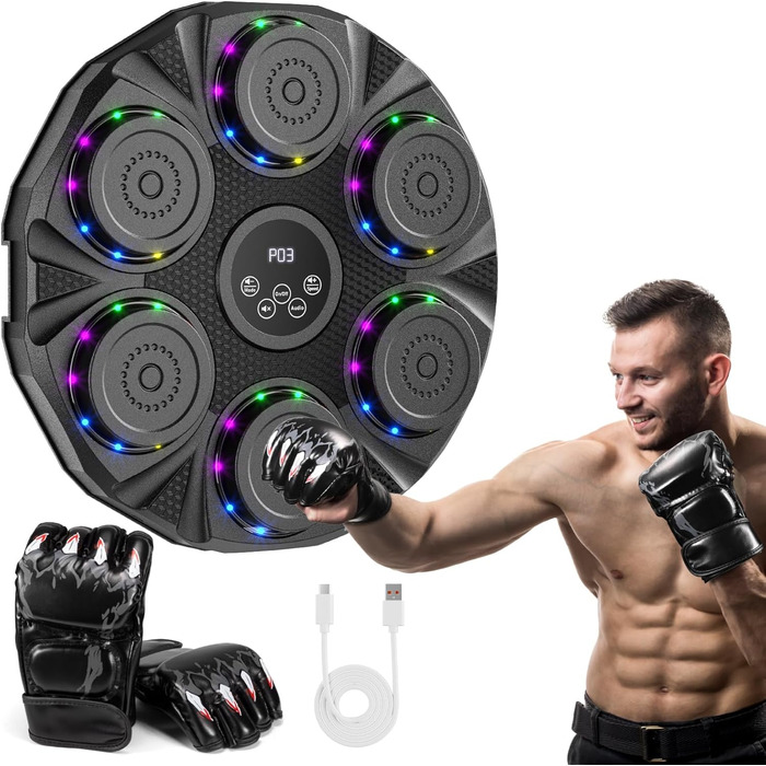 Музична бокс-машина Kidken з LED-підсвіткою, Bluetooth, 9 режимів швидкості та режим лічильника для дорослих та дітей - для тренувань та зняття стресу
