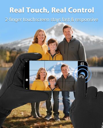 Зимові рукавички RIGWARL для чоловіків та жінок, водонепроникні вело-рукавички з підтримкою сенсорного екрану, теплі рукавички для їзди на велосипеді, катання на конях, бігу, мотоцикла, хайкінгу, прогулянок, чорний колір, розмір L