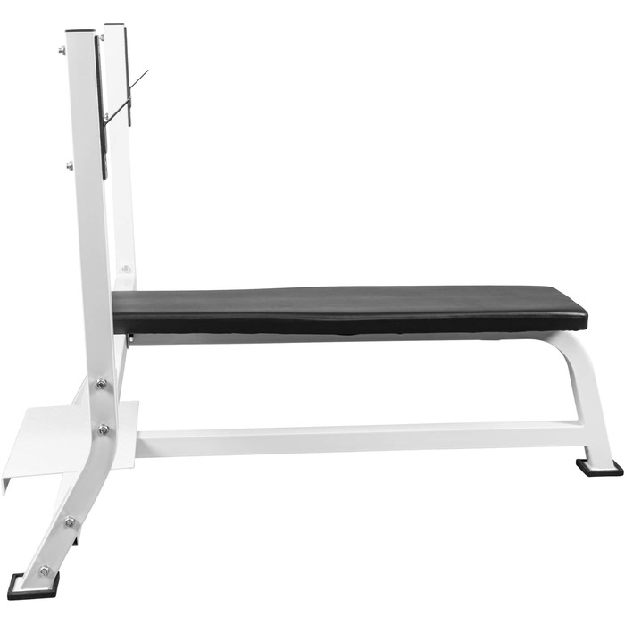 Лавка для жиму GORILLA SPORTS з тримачем для гантелей, 143x110x103 см, до 250 кг, біла — тренувальна фітнес-лавка для дому та спортзалу