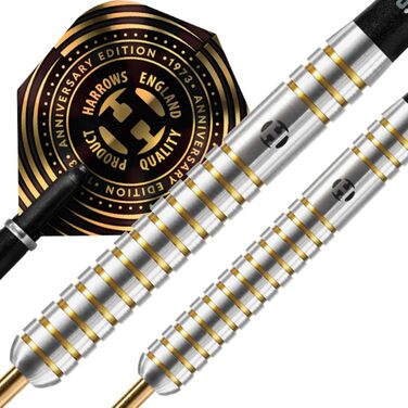 Дротики Harrows Original 90% вольфраму 24 г з сталевим наконечником, карбонові шахти Supergrip, набор 3 шт, ювілейні оперення 100 мкн