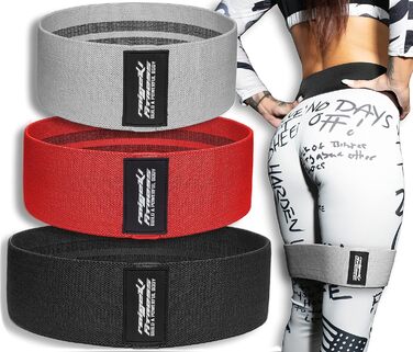 Стрічки для фітнесу Raigeki: набір 3 шт. + плани тренувань. Стрічки опору Loop, Theraband для стегон, ніг, сідниць, силових вправ (S-R-W)